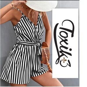 Toxik3 Black And White Striped One Piece Romper